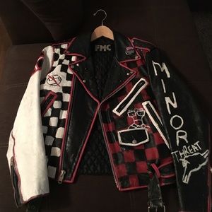 PUNK EMO LEATHER MOTORCYCLE JACKET ROCK N ROLL